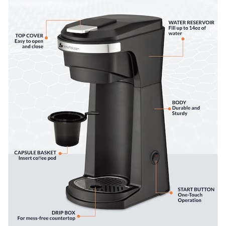 Newhouse Hardware Single Serve Coffee Maker, Works with K-Cups NHCM-001-K